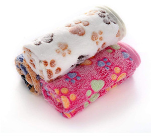 Cobijas De Perro – tapis De lit chaud en peluche pour animaux De compagnie et chats, couverture De luxe en molleton De cachemire avec imprimé patte - Product Image 2
