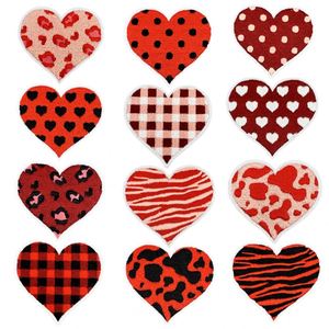 New Iron on Embroidered <b>Red</b> Checkered Heart Patch for Hat Hoodies Decoration - Product Image 2