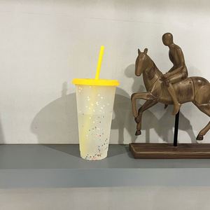 Vaso de 24 oz con diseño de copos de nieve, sensible a la temperatura, que cambia de color, con tapa y pajita - Product Image 5