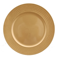 Assiettes de Présentation Rondes Or 13 Pouces en Plastique Luxe pour Mariage, Fête, Traiteur et Décoration de Table