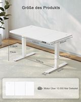 Bureau réglable en hauteur avec port de charge USB 120x60 cm, table électrique assise-debout, bureau d'ordinateur réglable, blanc