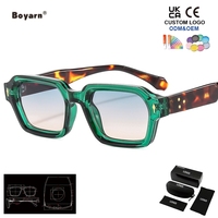 Lunettes de soleil carrées Boyarn pour hommes et femmes, monture dégradée couleur bonbon, verres optiques UV400 orange pour les vacances à la plage en plein air