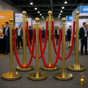 Pali di delimitazione dorati per il controllo della folla, confezione da 6, per la gestione delle code, attrezzatura per fiere - Product Image 2