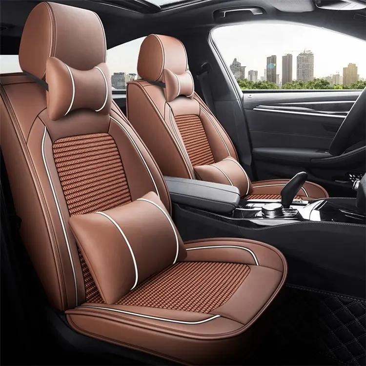 Quick Shipping Hot Sale All Surround housse de siege de voiture for 5 Seats Leather and Ice Silk Four Seasons Car Seat Covers