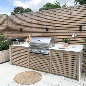 2025 Dorene mejor cocina pequeña para exteriores diseño moderno <span class=keywords><strong>de</strong></span> acero inoxidable parrilla nevera fregadero vidrio elegante pizarra gabinete <span class=keywords><strong>de</strong></span> cocina para exteriores - Product Image 3