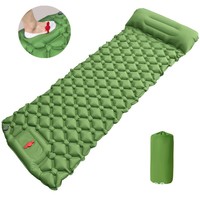 Matelas pneumatique avec pompe à pied intégrée, portable, imperméable, ultraléger, en TPU 40D, pliable, avec oreiller pour le camping