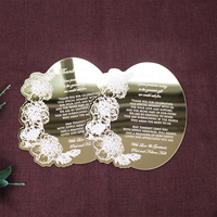 Carte de remerciement de luxe en acrylique doré effet miroir, texte et forme personnalisables, épaisseur 1 mm / 2 mm, pour décorations et cadeaux de mariage