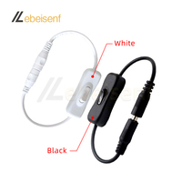 Interrupteur à bascule 304 avec connecteur DC mâle et femelle 5,5*2,1 mm, câble 22AWG, pour lampe de bureau LED et bande lumineuse 5V 12V 24V 72W (Marche/Arrêt)