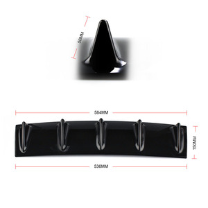 Diffuseur de pare-chocs arrière de voiture ABS 536 mm noir, style aileron de requin à cinq ailettes, ajustement universel - Product Image 1