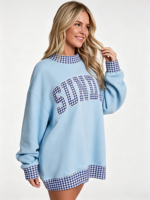 Sweater Wanita Mock Neck Gaya Barat 400gsm Katun Fleece Oversized Hangat untuk Musim Dingin