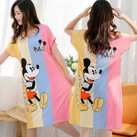Chemise de nuit ample à manches courtes pour femme, imprimé dessin animé, pyjama d'été doux et respirant, tenue décontractée, vente en gros