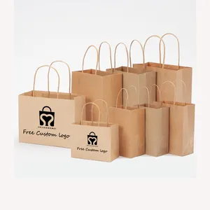 Sacs en papier <span class=keywords><strong>kraft</strong></span> brun personnalisés de petite taille pour la restauration rapide, les courses et les plats à emporter avec votre propre logo - Product Image 1
