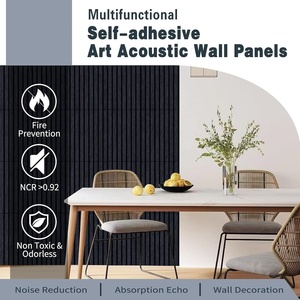 Panneaux insonorisants pour décoration murale intérieure 12 "X 15.8" Dark Drey Panneau acoustique autocollant à double couche en PET pour bureau - Product Image 4