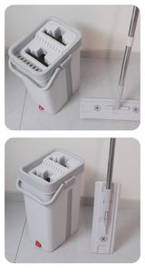 Serpillière plate en microfibre à poteau en acier magique à main libre avec seau unique sans impasse Nettoyage facile pour nettoyage des sols à 360 tours - Product Image 6