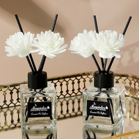 Diffuseur de parfum sans flamme en verre de 50 ml en gros avec bâtonnets, parfum longue durée pour hôtels, maisons et voitures