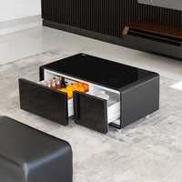 Table basse intelligente avec haut-parleur intégré, table basse de luxe pour salon avec tiroirs réfrigérateur-congélateur