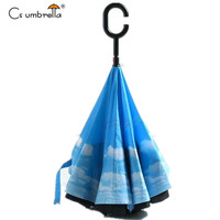 YS-8020 Parapluie inversé portable personnalisé, imperméable, double couche, avec poignée en C, commande manuelle, directement de l'usine