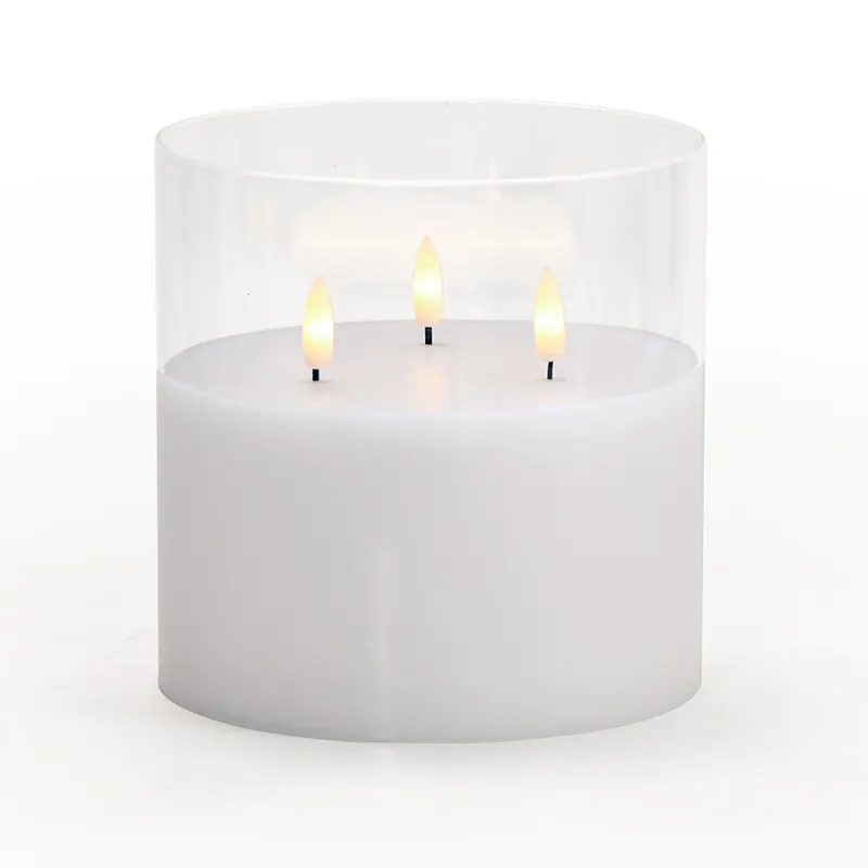 Kswing 3 chamas Vela de cera pilar LED sem chama Candeeiro a bateria com controle remoto Luzes de velas para decoração de casa