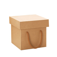 Boîte en carton ondulé Kraft avec poignée, boîte cadeau, base et couvercle rigides, boîte vide épaisse et grande, impression de logo personnalisée