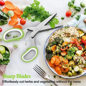 Ciseaux à herbes multifonctions en acier inoxydable pour la cuisine, gadget de cuisine avec 5 lames et étui - Product Image 2