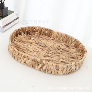 In stock: gourd grass tray, photography decoration tray, handmade woven household multi-functional <b>storage</b> tray, living room - Product Image 4
