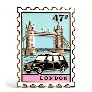 Pin Metálico del Puente de la Torre de Londres, Chapado en Oro, Aleación de Zinc, Esmalte Duro, Recuerdo con Temática de Viajes, Forma Rectangular - Product Image 1