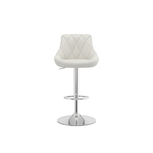 现代白色簇绒软垫吧凳，可旋转、可调节高度，带铁制底座，适合美式家庭厨房岛 - Product Image 6