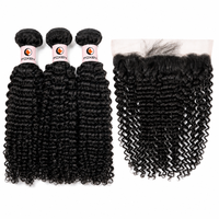 Vendor Grosir Rambut Ekstensi Grade 15A dengan Kutikula Tertata Rapi, Double Drawn, Rambut Asli India, Bundel dengan Lace Frontal 13x4