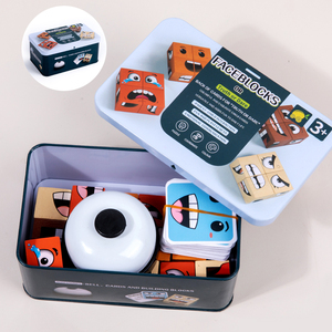 Montessori trẻ em bằng gỗ biểu hiện Flashcards phù hợp với khối Trò chơi giáo dục khuôn mặt thay đổi <span class=keywords><strong>Cube</strong></span> Board trò chơi đồ chơi cho trẻ em - Product Image 1