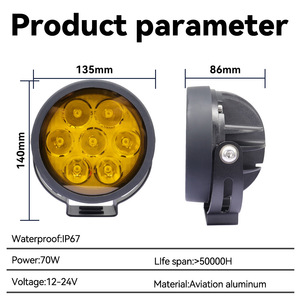 ไฟ LED ทำงานแบบกลมขนาด 4.5 นิ้ว เลนส์สีเหลือง 12-24V ไฟสปอร์ตไลท์สำหรับรถจักรยานยนต์ออฟโรด - Product Image 5