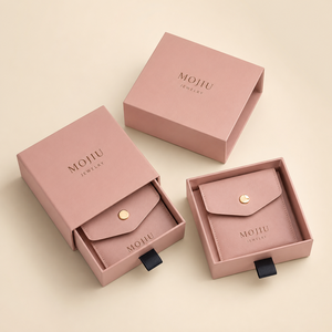 Coffret à bijoux rectangulaire de luxe personnalisé avec motif carré et logo sur mesure pour l'emballage cadeau et la présentation de pièces précieuses - Product Image 2