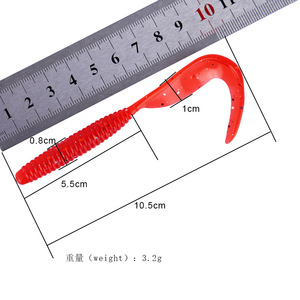 Señuelo de pesca de cola de hoz, suave, de silicona, rojo brillante, de 10 cm, para agua dulce, paquete de 6 - Product Image 2