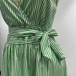 Robe d'été rayée à col en V pour <span class=keywords><strong>femme</strong></span>, robe deux pièces sexy sans manches taille haute pour <span class=keywords><strong>femme</strong></span>, tissu respirant - Product Image 4