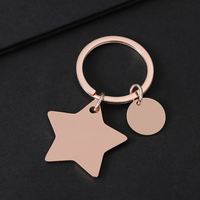 Porte-clés personnalisable Ywyougang en acier inoxydable, étoile et rond, double breloque vierge pour cadeau personnalisé