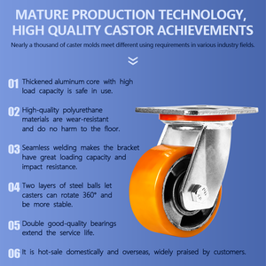 4 5 6 8 Zoll Rollen rad wagen <span class=keywords><strong>PU</strong></span> Aluminium Maschinen räder 300 kg bis 400 kg Industrielle Hoch leistungs rollen - Product Image 2
