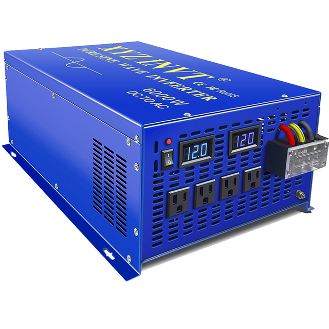 6000W Pure Sine Wave Power Inverter 24V 110V Single Phase DC/AC Converter 85%-90% Efficiency CE/FCC/RoHS/EMC Certified Solar