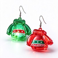 Boucles d'oreilles en forme de pulls de Noël lumineuses et clignotantes, idéales pour les cadeaux de retour de vacances, les cadeaux de fête, les fournitures en gros et en vrac, en stock
