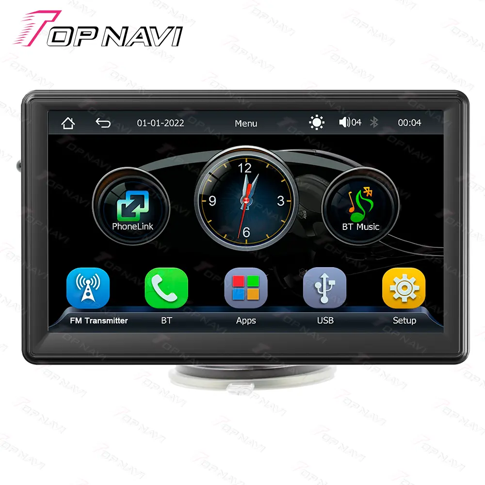 TOPNAVI Rádio universal para carro Carplay Android, rádio automático com tela de toque HD de 1 din e 7 polegadas, carrinho de mão universal