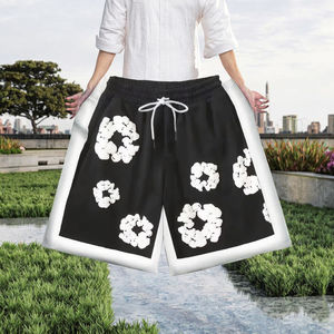 Shorts Homme en Coton Lourd 100% avec Impression en Relief, Qualité Supérieure, Style Décontracté Streetwear, Fermeture Élastique Mi-Haute, Respirant - Product Image 3