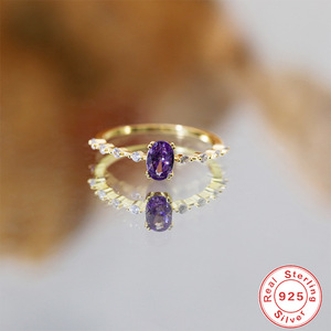 Anillos de Boda de Moda con Forma de Huevo, Zirconia Púrpura, Diamante de Color Fantasía, Plata de Ley S925, Anillo de Regalo de Boda para Mujer - Product Image 3