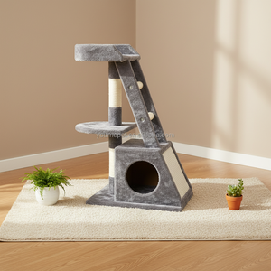 Tour pour chat YOUME moderne en contreplaqué avec structure en escalier et poteaux en sisal durables, certifiée ISO et BSCI - Product Image 3