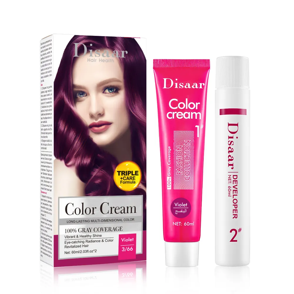 Disaar 100% Gris Cobertura Violeta Natural Tinte para el cabello Tintes para el cabello chinos para productos de peinado Color de larga duración