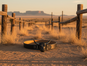 Cinturón de Cuero Genuino Estilo Vaquero Occidental con Cabeza de Toro, 4.2cm x 120cm, Negro Mate, Casual - Product Image 2