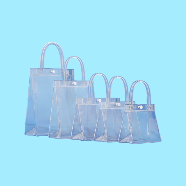 Clear PVC Shopping Bag Transparent Gift Bag With Logo Printing Waterproof Durable Packaging Tote Bag for Wedding Party Retail