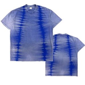 T-shirt à manches courtes pour homme, dégradé de couleurs, en pur coton, effet tie-dye, blocs de couleur, design épaules tombantes - Product Image 1