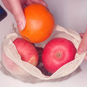 Sac en filet de haute qualité. Sac en coton à cordon de serrage pour courses, en stock, recyclable, en maille. - Product Image 4