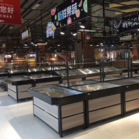Supermarkt zware-duty roestvrijstalen displayrek voor vers fruit en groenten, multifunctioneel metalen ontwerp