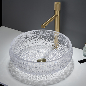 Di alta qualità sanitari controsoffitto lavabo Labavo tavolo da banco in cristallo colorato lavandino ciotola per i <span class=keywords><strong>bagni</strong></span> dell'hotel - Product Image 1