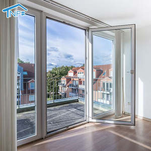 批发现代设计全景黑色铝双面玻璃门定制住宅和酒店室内工厂折叠 - Product Image 1