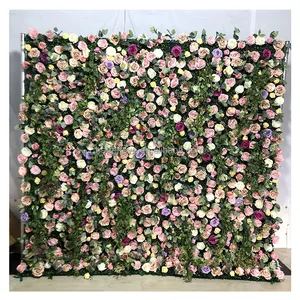 Rosa artificial para decoração de paredes, flores artificiais de parede, fundo de casamento de 24 x 16 polegadas, pacote com 6 cores